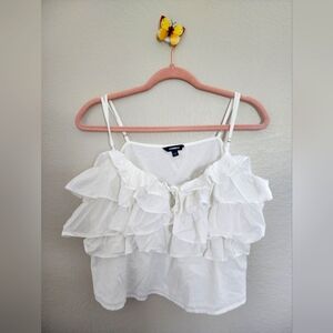 White Large Express ruffle Spaghetti strap top